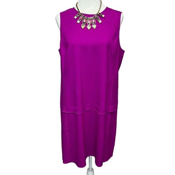 Loft Fuchsia Drop Waist Shift Dress - Picture 2 of 8